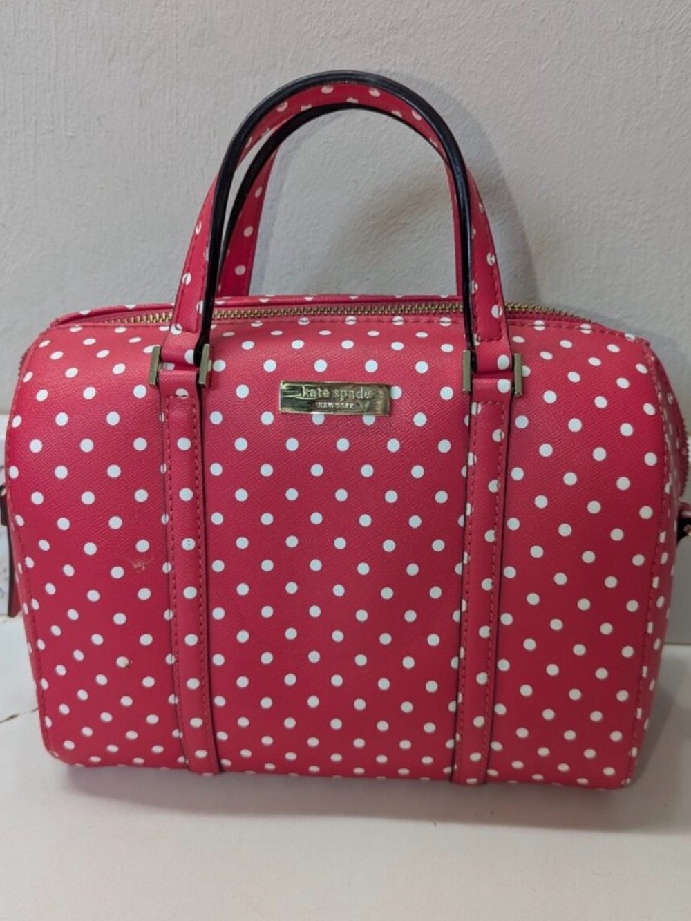 Kate Spade Grant Street Pink Polka Dot Mini Cassie Crossbody Chain Satchel EUC - Picture 12 of 12